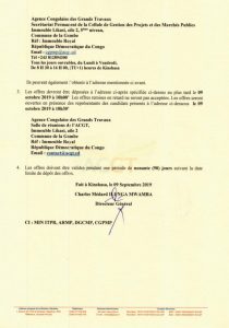 DRC: ACGT launches a call for tenders for the acquisition of food at the end of 2019